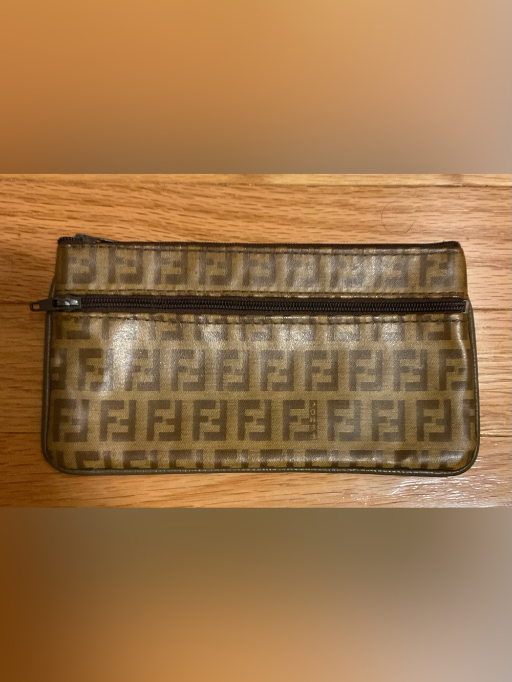Fendi VTG FF Zucca Monogram Zip Pouch/Clutch